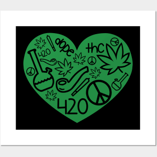 420 Green Heart Posters and Art